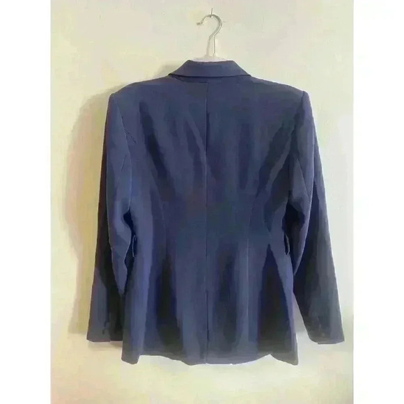 Good American Navy Blue Single Button Lapel Blazer Size Small (1) *missing belt* - Picture 2 of 5